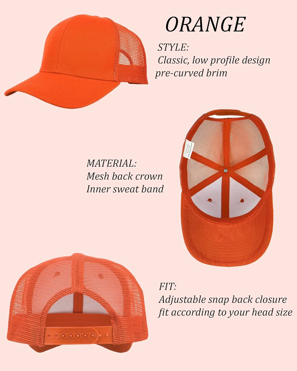 Gelante Mesh Trucker Baseball Cap Snapback Hat Structured Front Panel