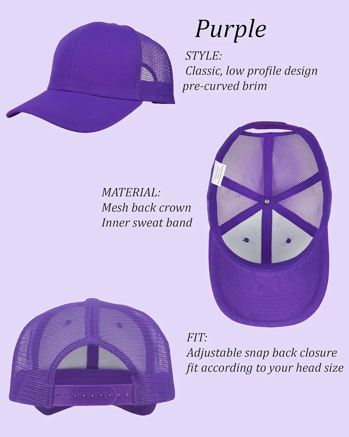 Gelante Mesh Trucker Baseball Cap Snapback Hat Structured Front Panel