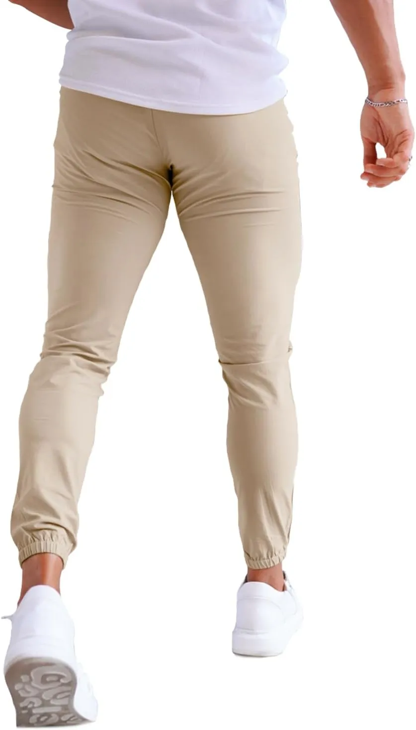 GINGTTO Men's 4-Way Stretch Slim Tapered Fit Golf Joggers - 28" Inseam Nylon