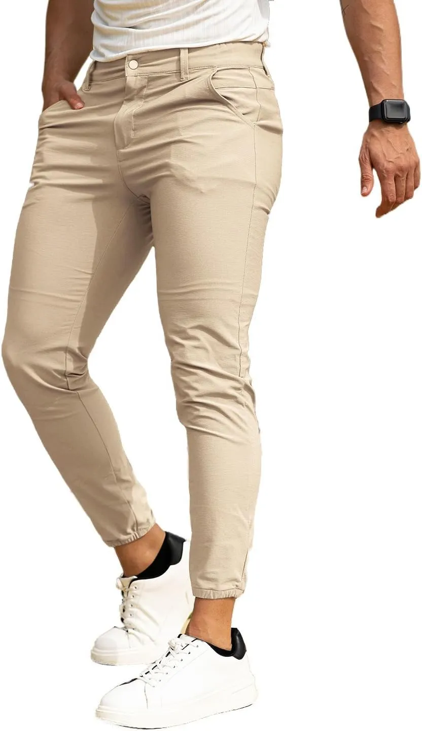 GINGTTO Men's 4-Way Stretch Slim Tapered Fit Golf Joggers - 28" Inseam Nylon