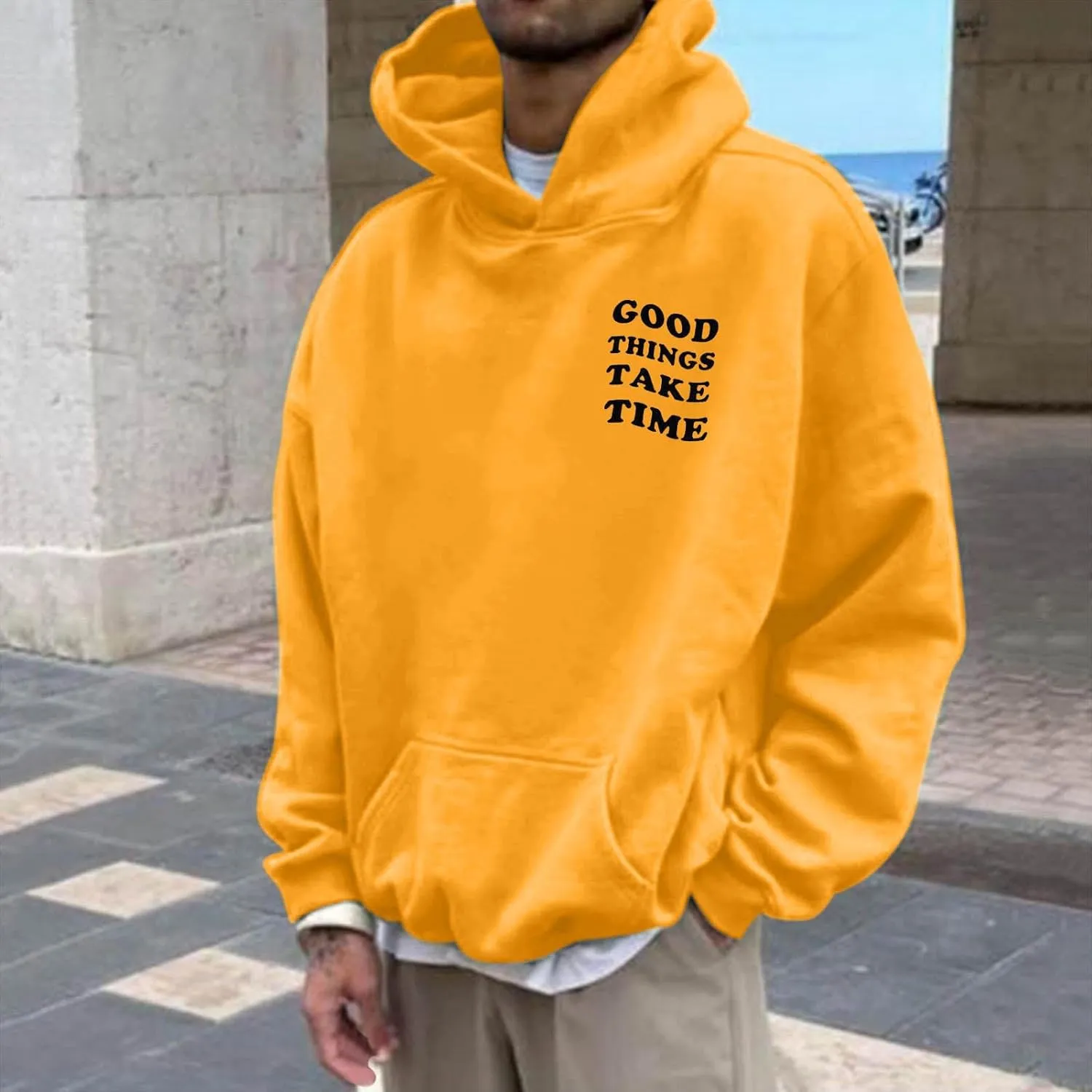 GOFULY Graphic Hoodies For Men Ethnic Floral​Print Oversized Sweatshirts Fall Long Sleeve Hoodies Pullover Winter Sweater