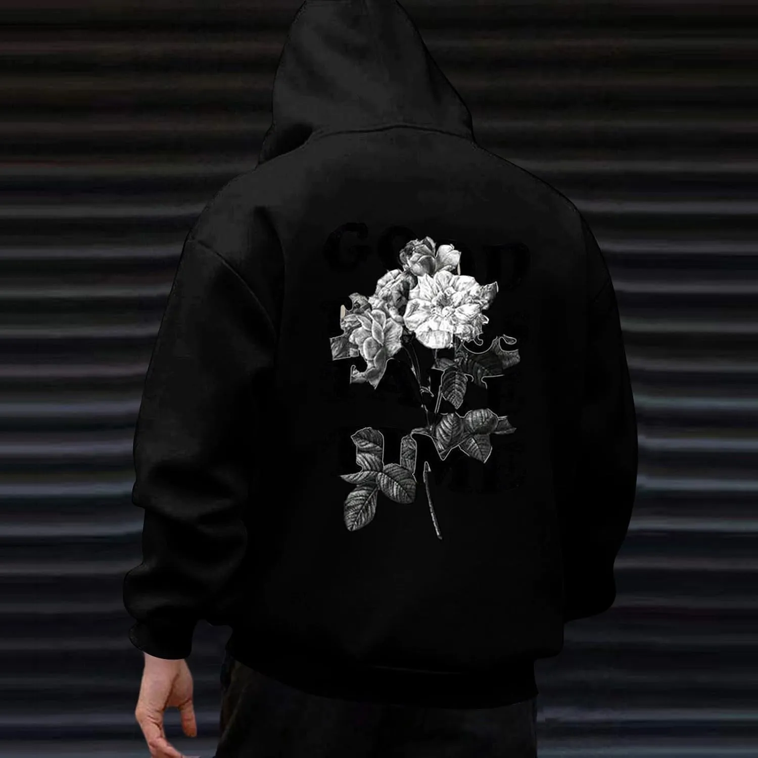 GOFULY Hoodies For Men Good Things Take Time Letter Print Sweatshirts Fall Long Sleeve Hoodies Pullover Winter With Pockets