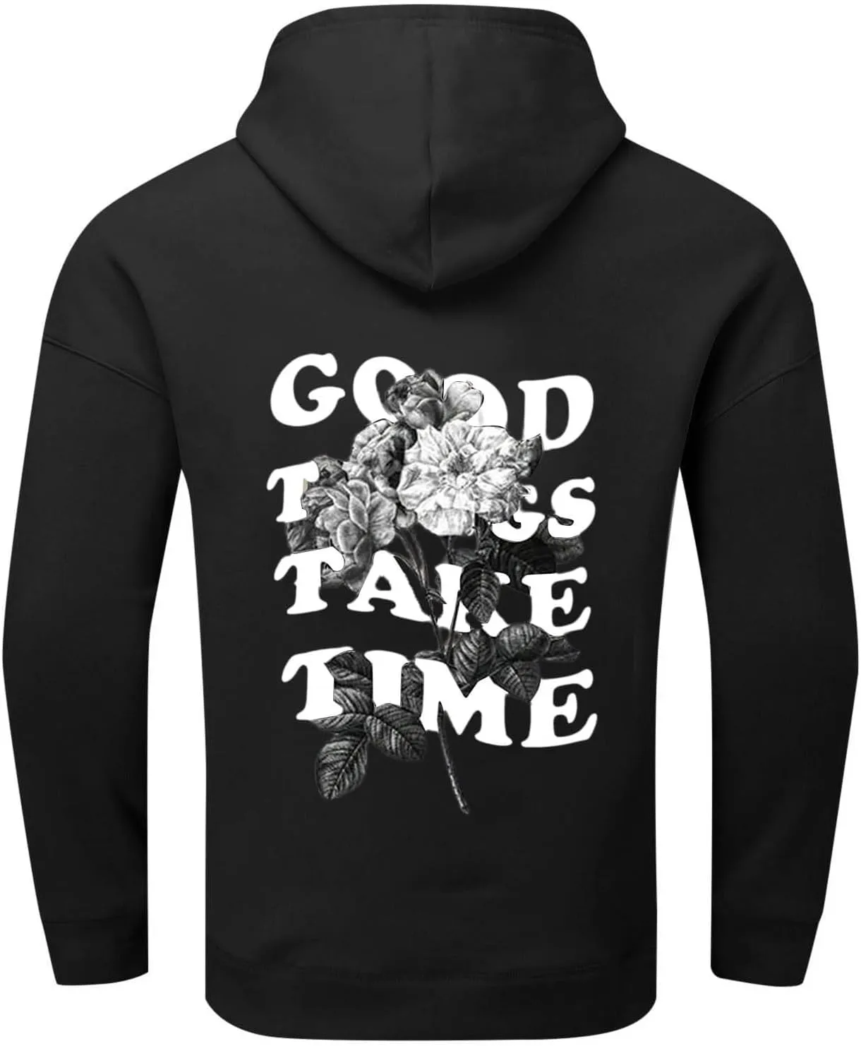 GOFULY Hoodies For Men Good Things Take Time Letter Print Sweatshirts Fall Long Sleeve Hoodies Pullover Winter With Pockets