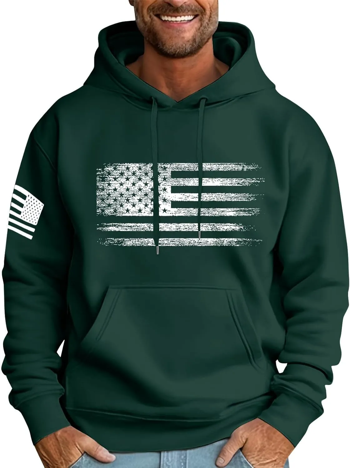GOFULY Men'S Fashion Hoodies & Sweatshirts Usa Flag American Patriotic Fall Winter Pullover Sweatshirts Long Sleeve Shirts