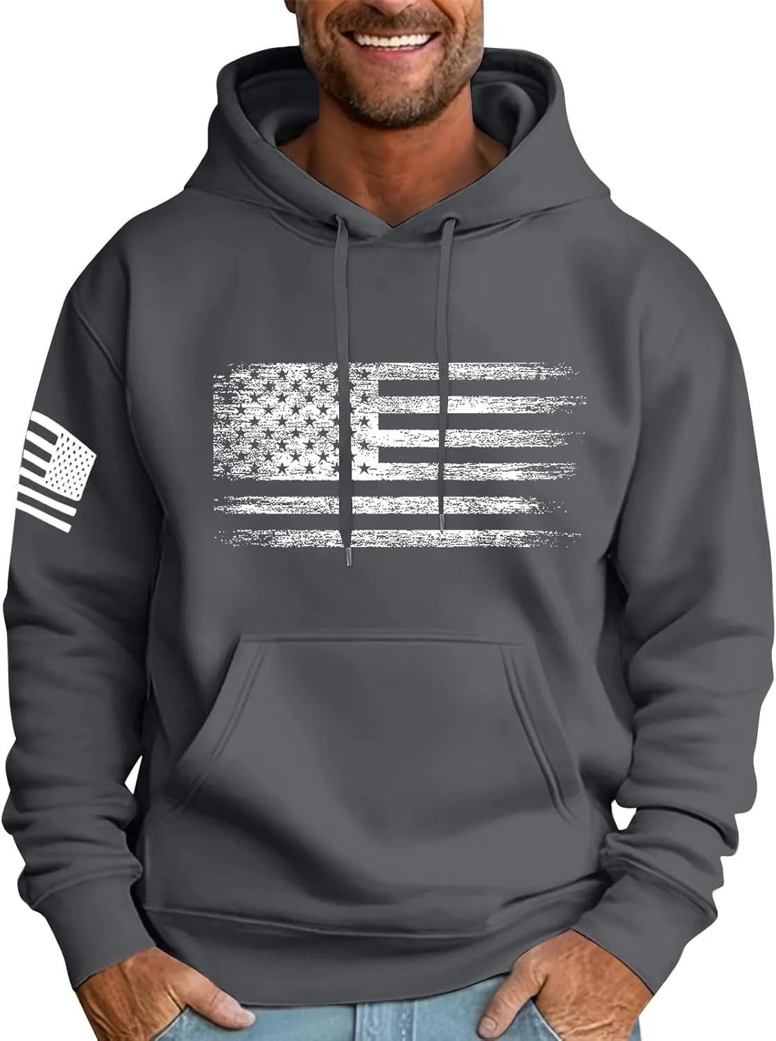 GOFULY Men'S Fashion Hoodies & Sweatshirts Usa Flag American Patriotic Fall Winter Pullover Sweatshirts Long Sleeve Shirts