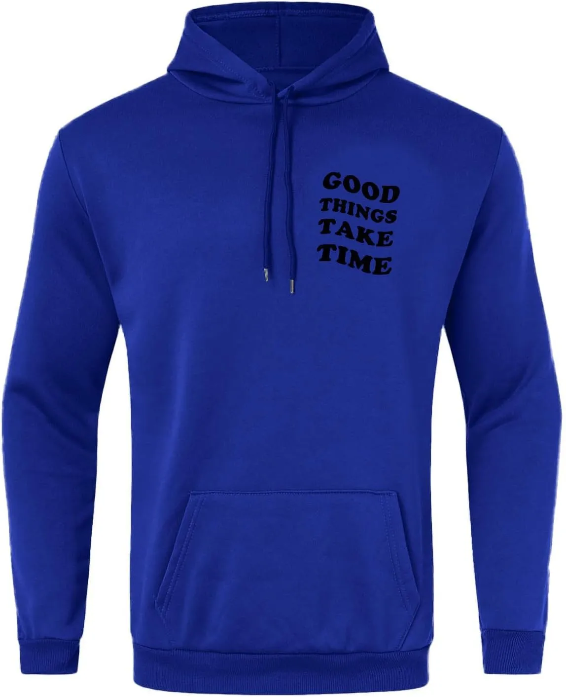 GOFULY Mens Sweatshirts Fall Good Things Take Time & Rose Shape Print Hoodies Long Sleeve Pullover Winter Shirts Big And Tall