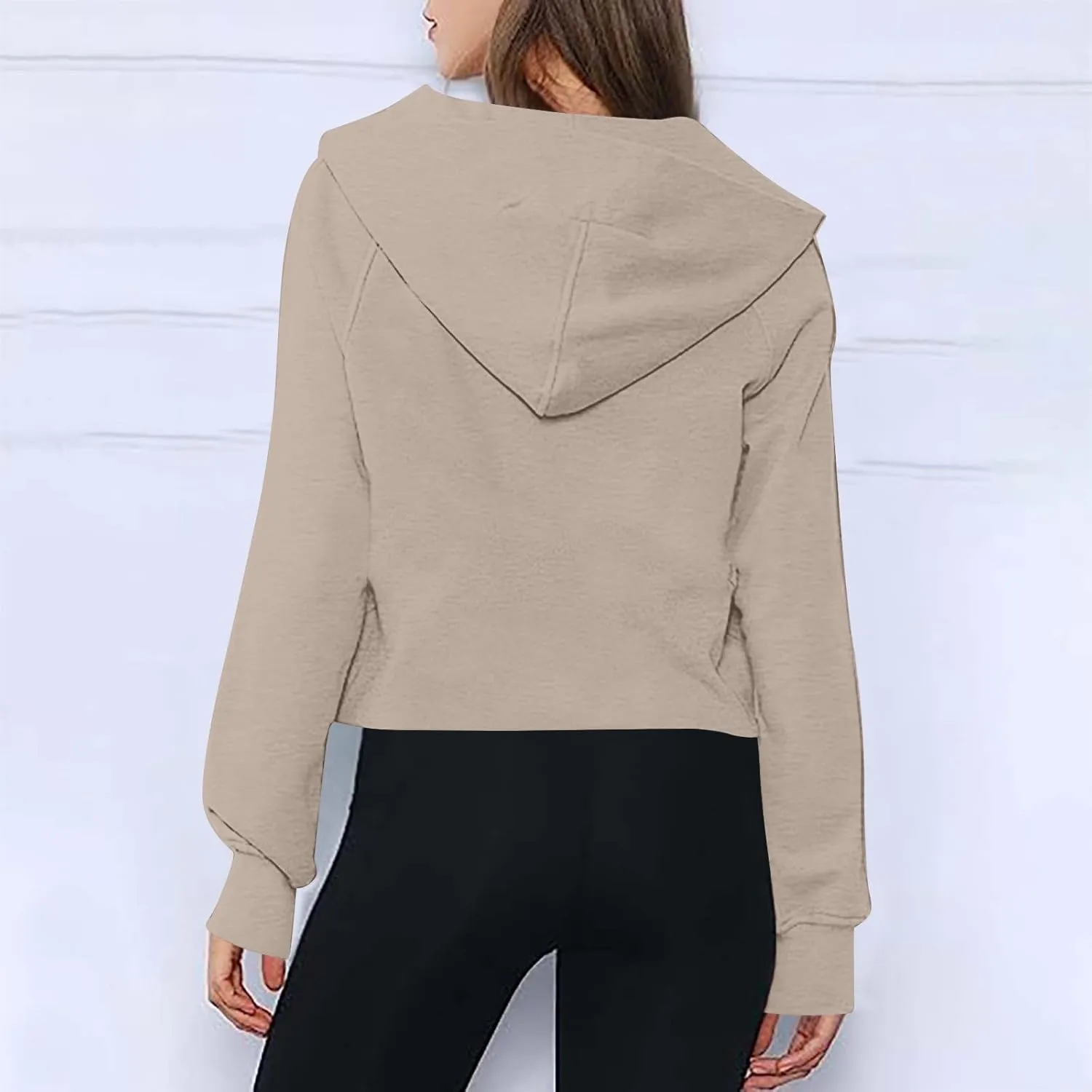 Half Zip Cropped Hoodies for Women Fleece Quarter Zip Pullover Oversized Sweatshirts with Thumb Hole 2024 Fall Clothes