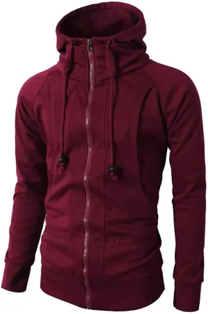 Hoodies for Men Slim Fit Zipper Long Sleeve Plus Size Sports Sweatshirt Pullover Brushed Fleece Hooded Sweatshirts