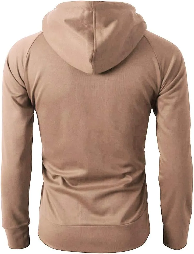 Hoodies for Men Slim Fit Zipper Long Sleeve Plus Size Sports Sweatshirt Pullover Brushed Fleece Hooded Sweatshirts