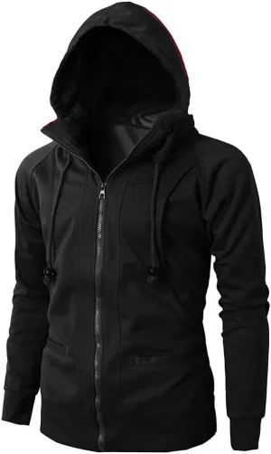 Hoodies for Men Slim Fit Zipper Long Sleeve Plus Size Sports Sweatshirt Pullover Brushed Fleece Hooded Sweatshirts