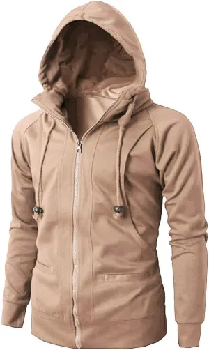 Hoodies for Men Slim Fit Zipper Long Sleeve Plus Size Sports Sweatshirt Pullover Brushed Fleece Hooded Sweatshirts