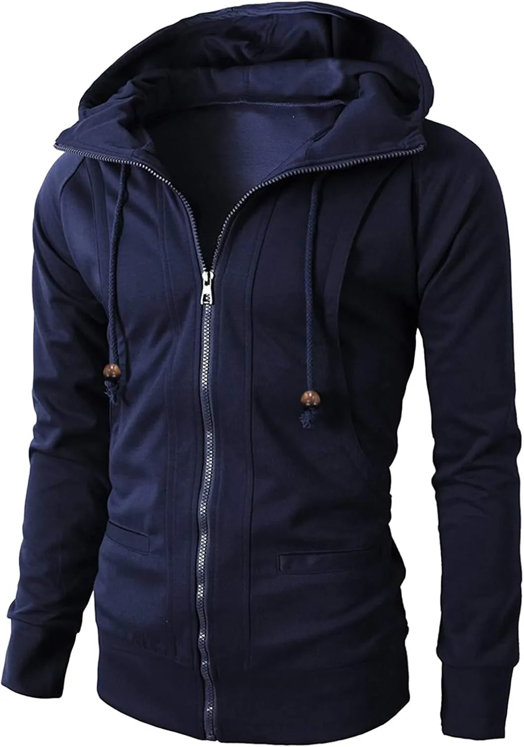 Hoodies for Men Slim Fit Zipper Long Sleeve Plus Size Sports Sweatshirt Pullover Brushed Fleece Hooded Sweatshirts