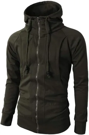Hoodies for Men Slim Fit Zipper Long Sleeve Plus Size Sports Sweatshirt Pullover Brushed Fleece Hooded Sweatshirts