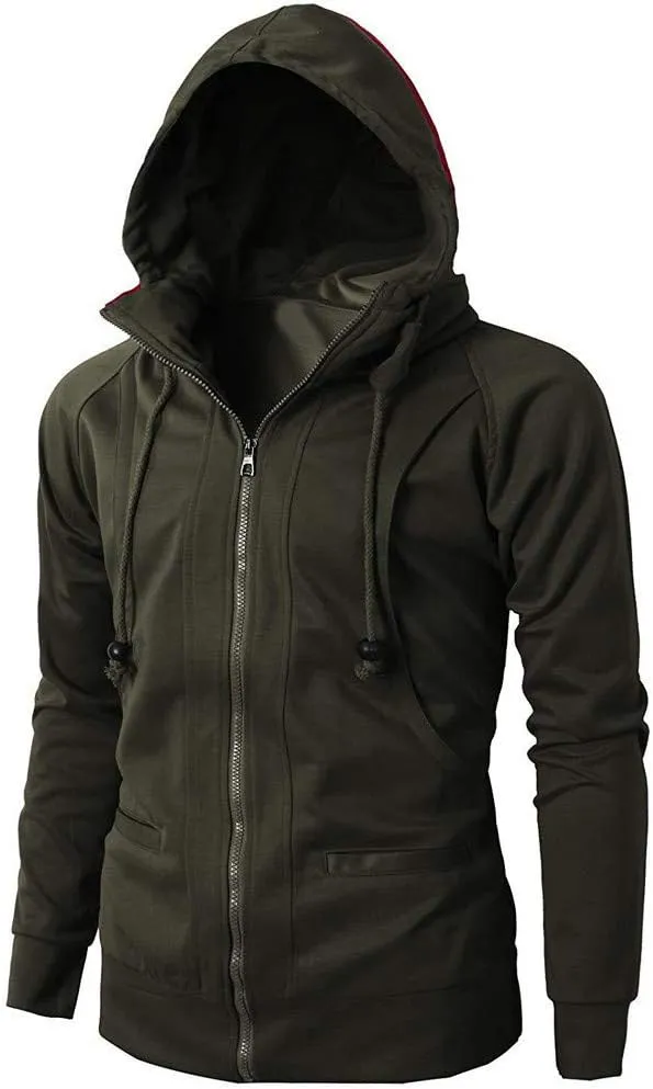 Hoodies for Men Slim Fit Zipper Long Sleeve Plus Size Sports Sweatshirt Pullover Brushed Fleece Hooded Sweatshirts