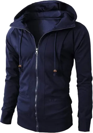 Hoodies for Men Slim Fit Zipper Long Sleeve Plus Size Sports Sweatshirt Pullover Brushed Fleece Hooded Sweatshirts