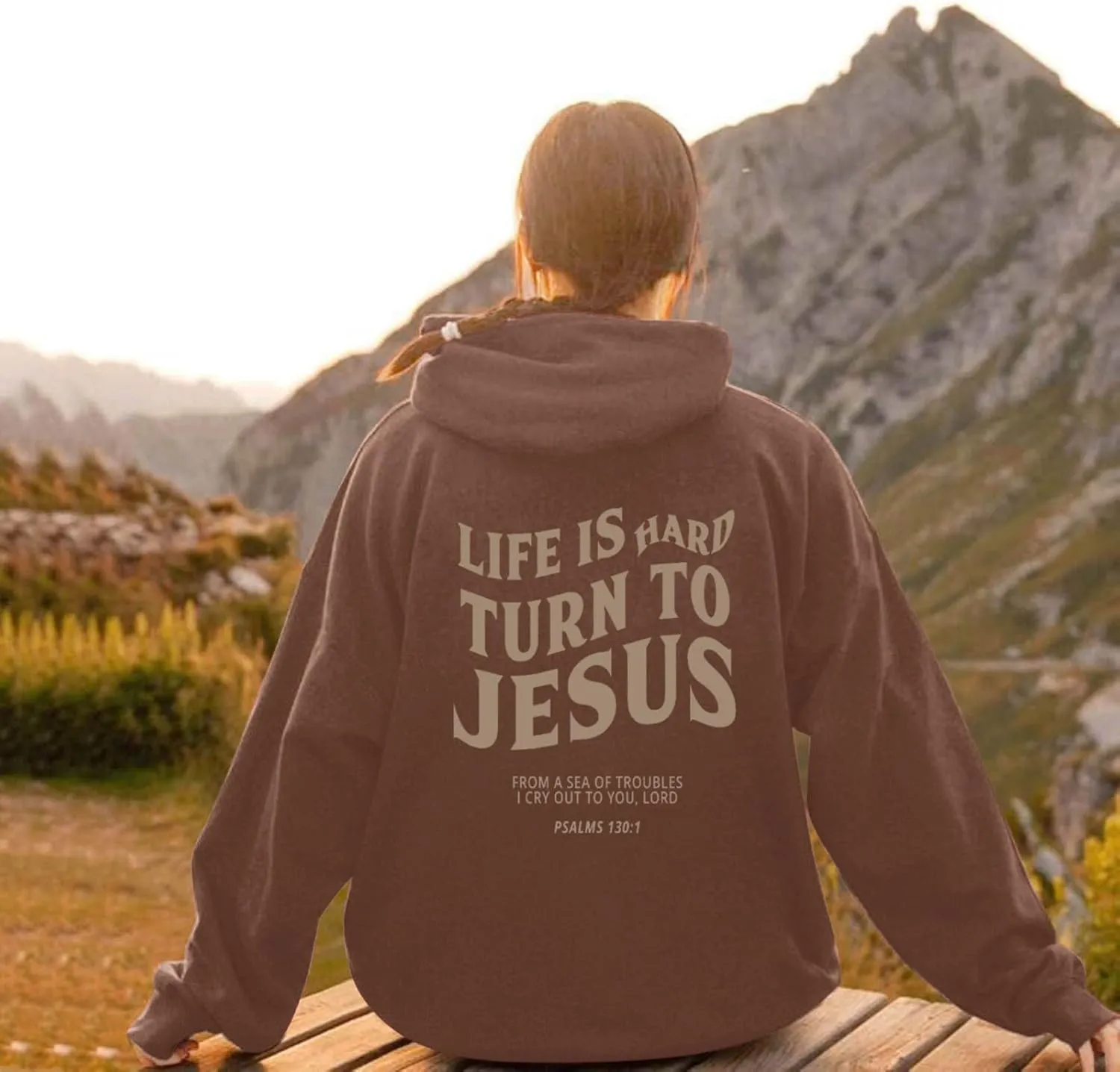 Hoodies For Teen Girls Life Is Hard Turn To Jesus Letter Print Long Sleeve Pullover Tops With Kangaroo Pocket Fall Trendy