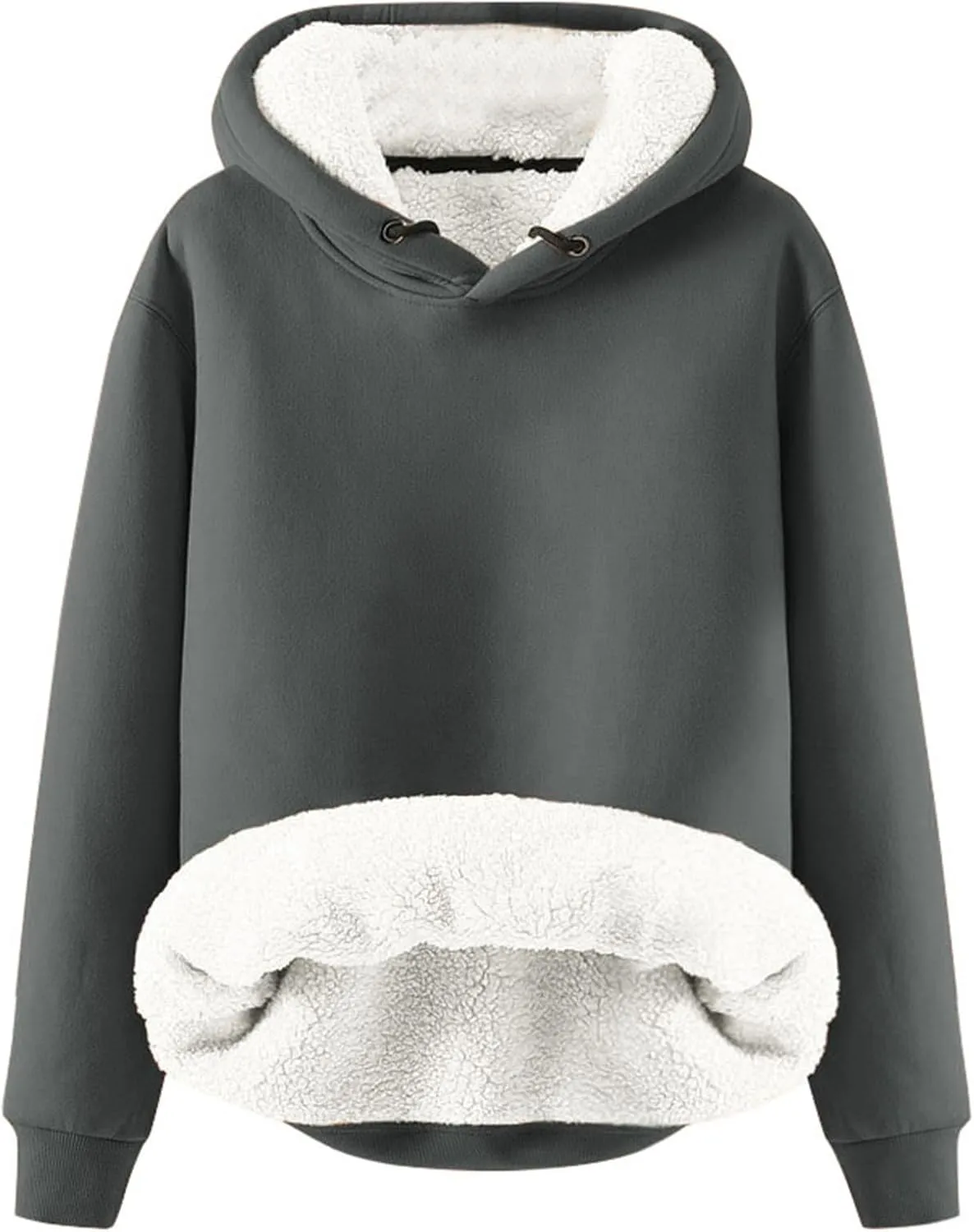 Hoodies for Women Casual Oversized Fleece Sweatshirts Solid Color Long Sleeve Pullover 2024 Warm Winter Hoodies