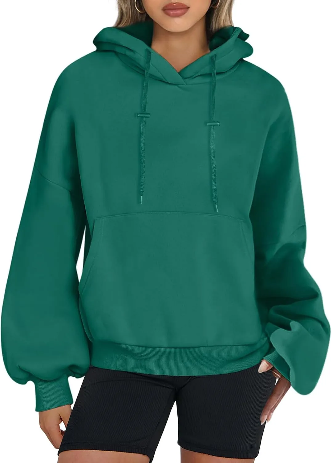 Hoodies for Women Lantern Sleeve Oversized Y2k Hoodie Drawstring Casual Solid color Sweater Tops With Pocket