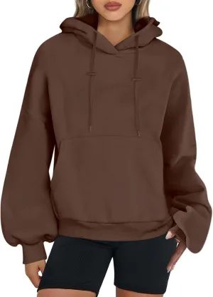 Hoodies for Women Lantern Sleeve Oversized Y2k Hoodie Drawstring Casual Solid color Sweater Tops With Pocket