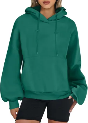 Hoodies for Women Lantern Sleeve Oversized Y2k Hoodie Drawstring Casual Solid color Sweater Tops With Pocket