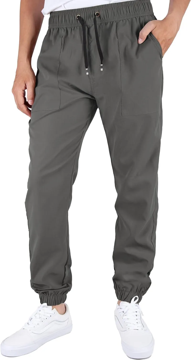 ITALYMORN Mens Joggers Lightweight Woven Pants Polyester Track Pants with Pockets