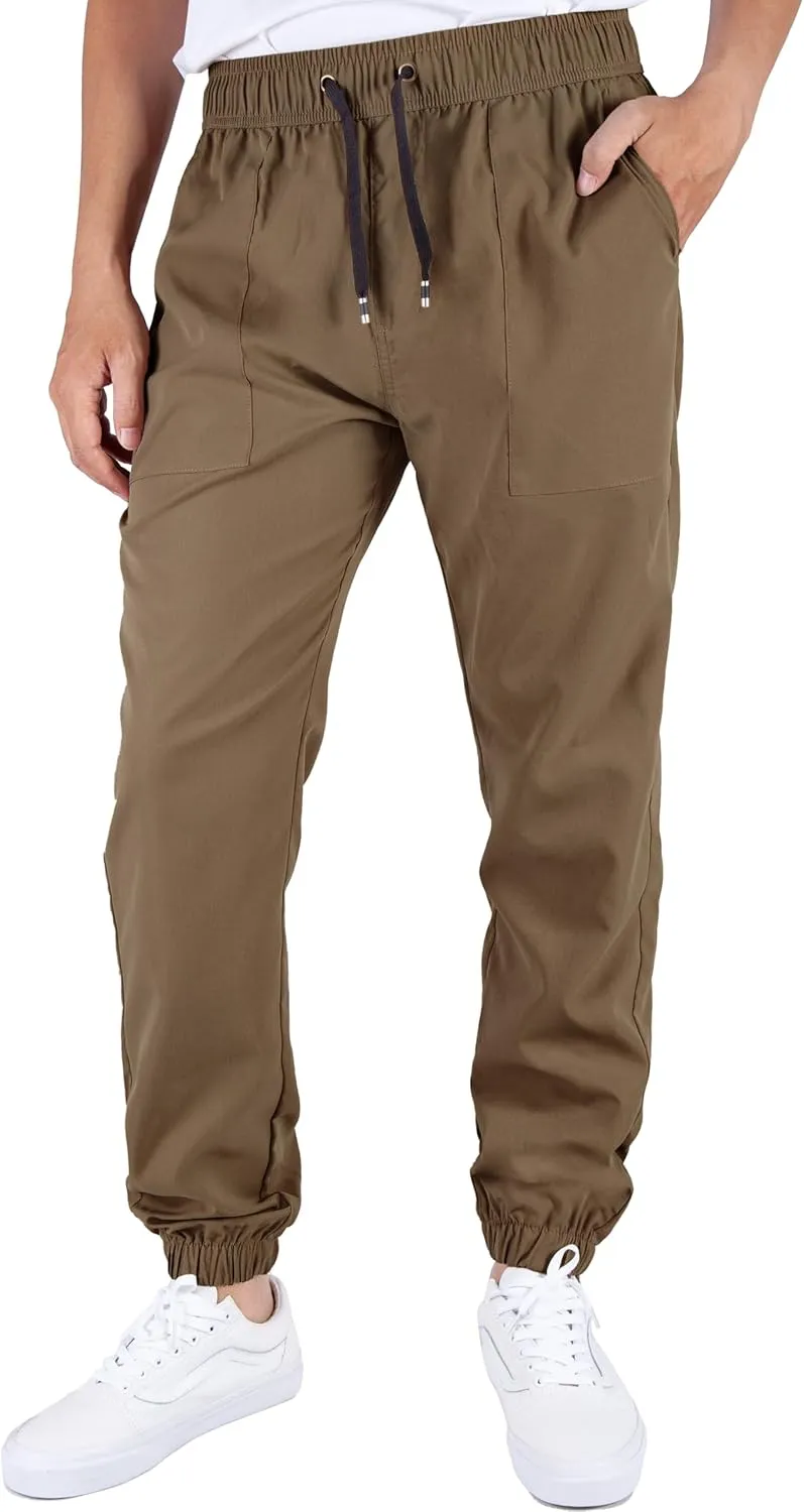 ITALYMORN Mens Joggers Lightweight Woven Pants Polyester Track Pants with Pockets
