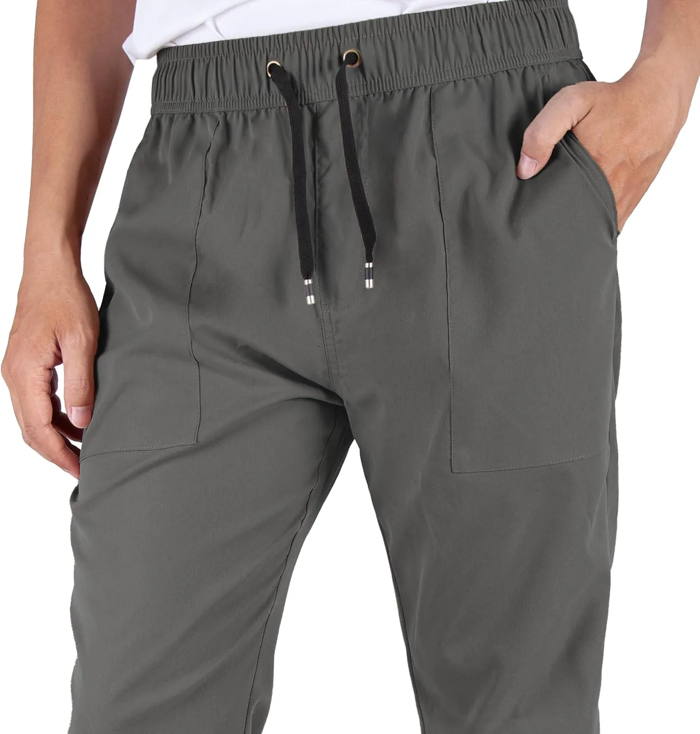ITALYMORN Mens Joggers Lightweight Woven Pants Polyester Track Pants with Pockets