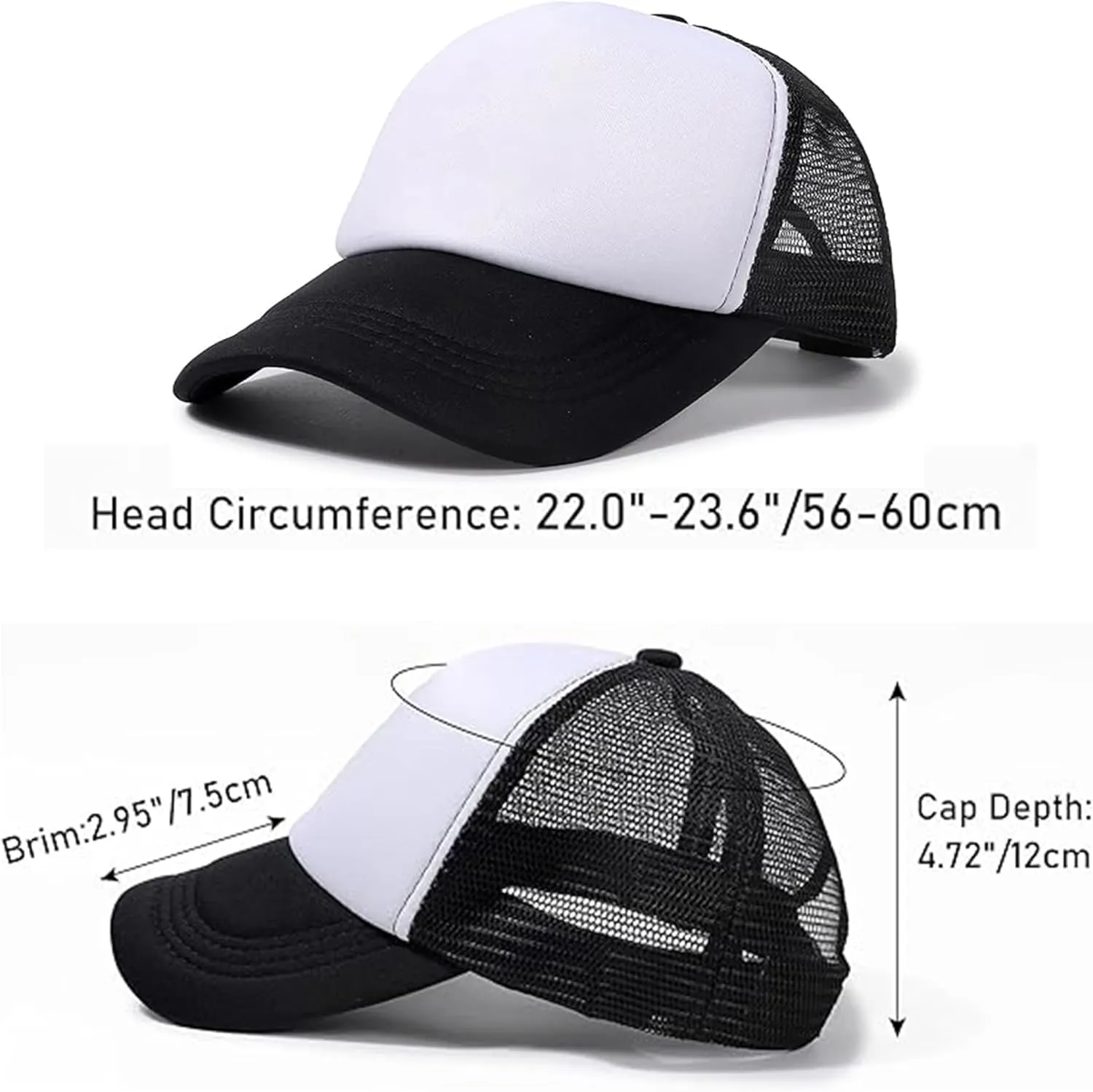 IZUS Men Foam 5 Panel Trucker Hat Adjustable 5 Panel Mesh-Back Baseball-Caps for Women Small/Medium