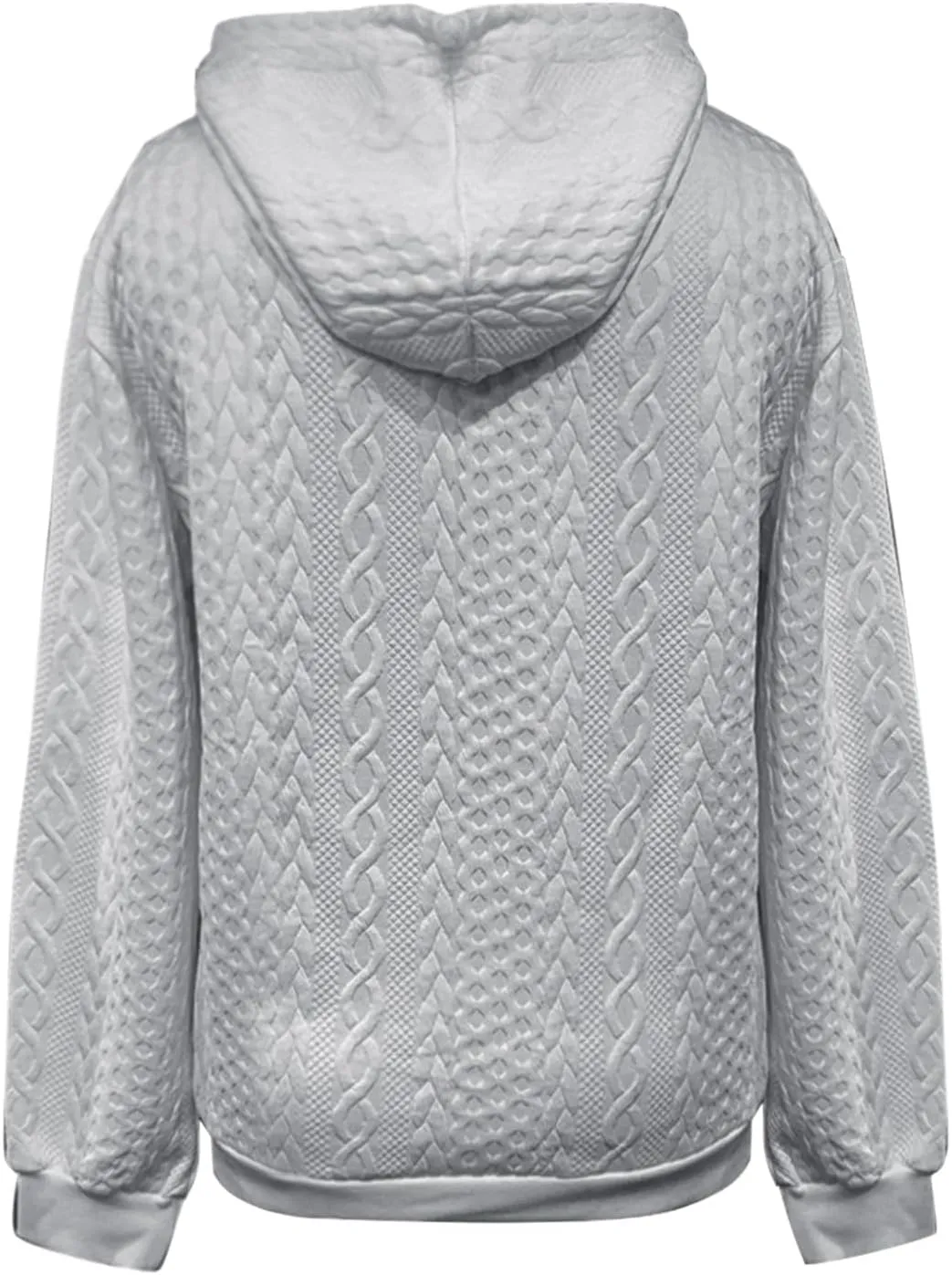 Jacquard Hoodie Sweatshirts for Women Casual Solid Hooded Pullover Textured Drawstring Oversized Sweatshirt Plus Size