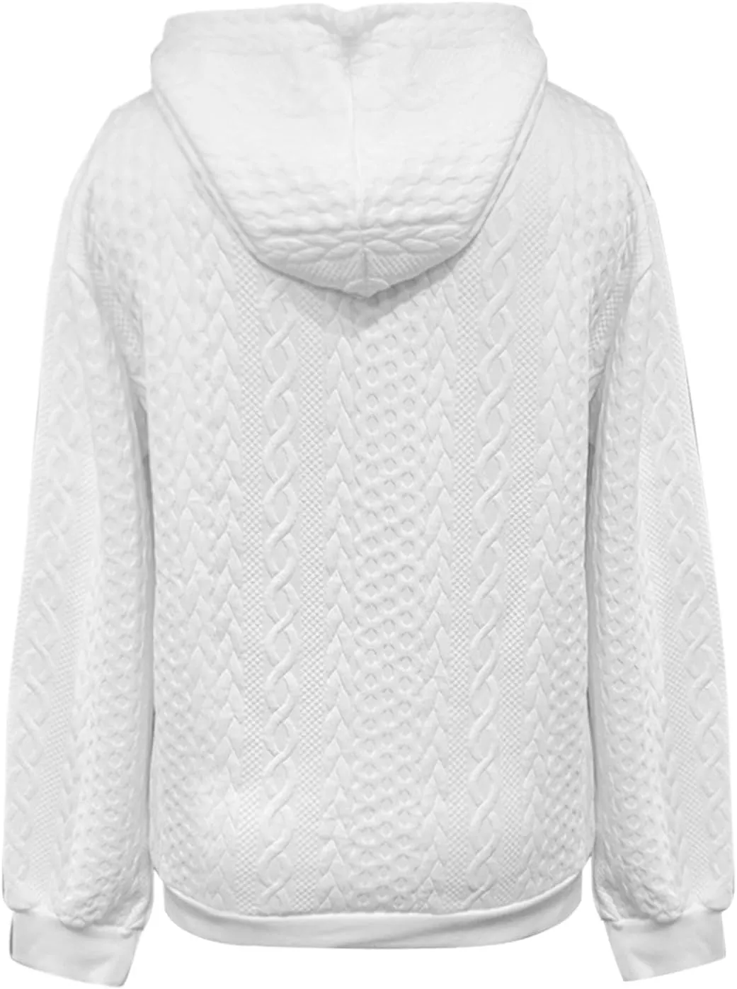 Jacquard Hoodie Sweatshirts for Women Casual Solid Hooded Pullover Textured Drawstring Oversized Sweatshirt Plus Size