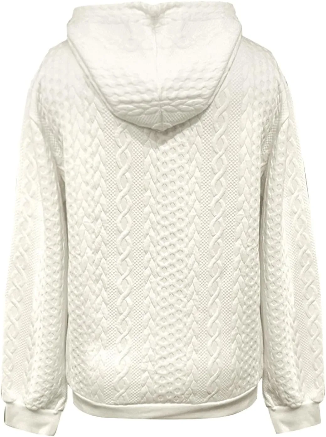 Jacquard Hoodie Sweatshirts for Women Casual Solid Hooded Pullover Textured Drawstring Oversized Sweatshirt Plus Size