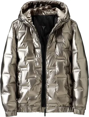 JEShifangjiusu Men'S Down Jacket Hooded Winter Warm Packable Down Puffer Jacket Lightweight Water-Resistant Down Jacket