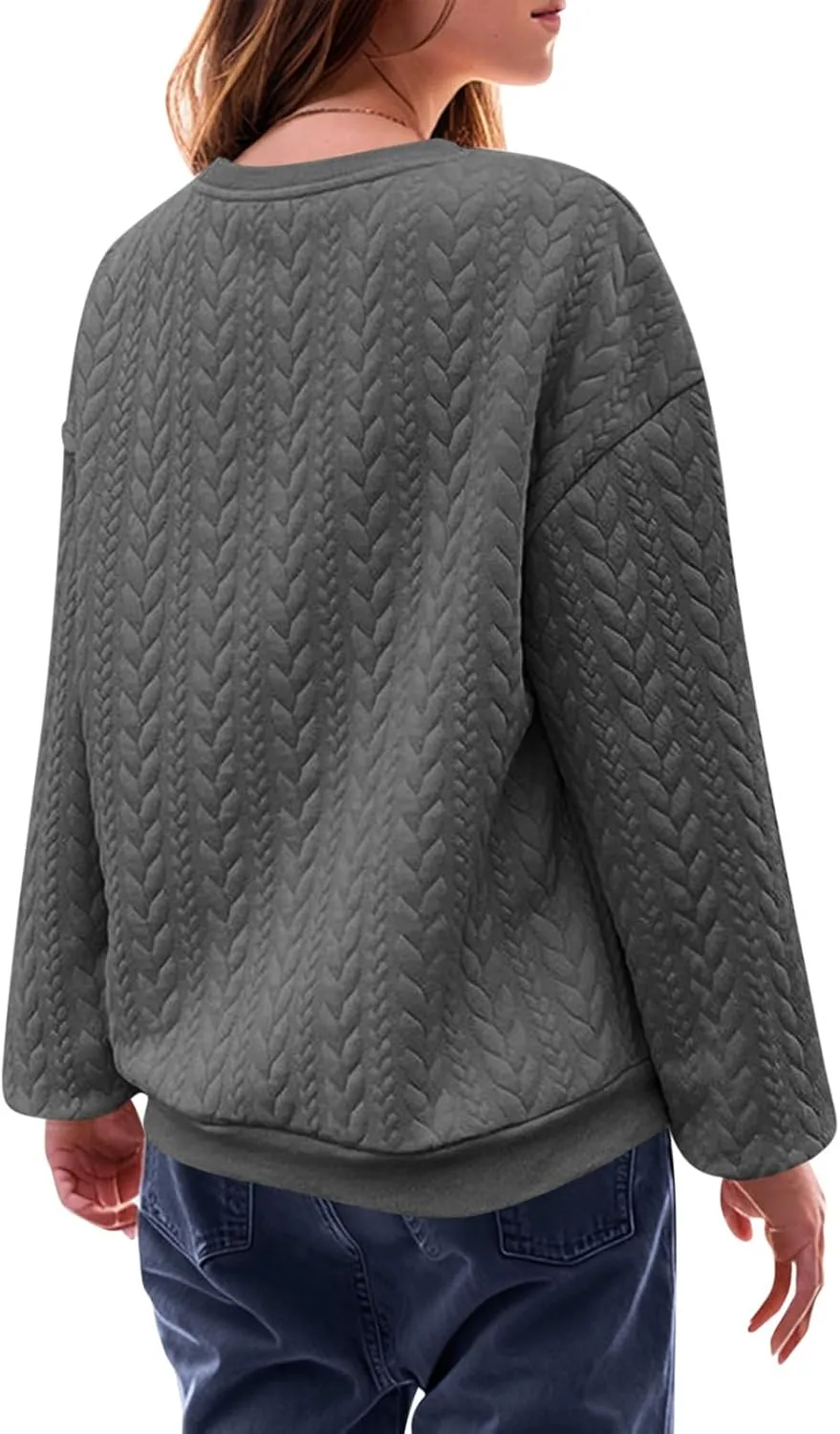 JOAU Oversized Sweatshirts for Women Casual Long Sleeve Round Neck Pullover Textured Tops 2024 Fall Winter Fashion Clothes