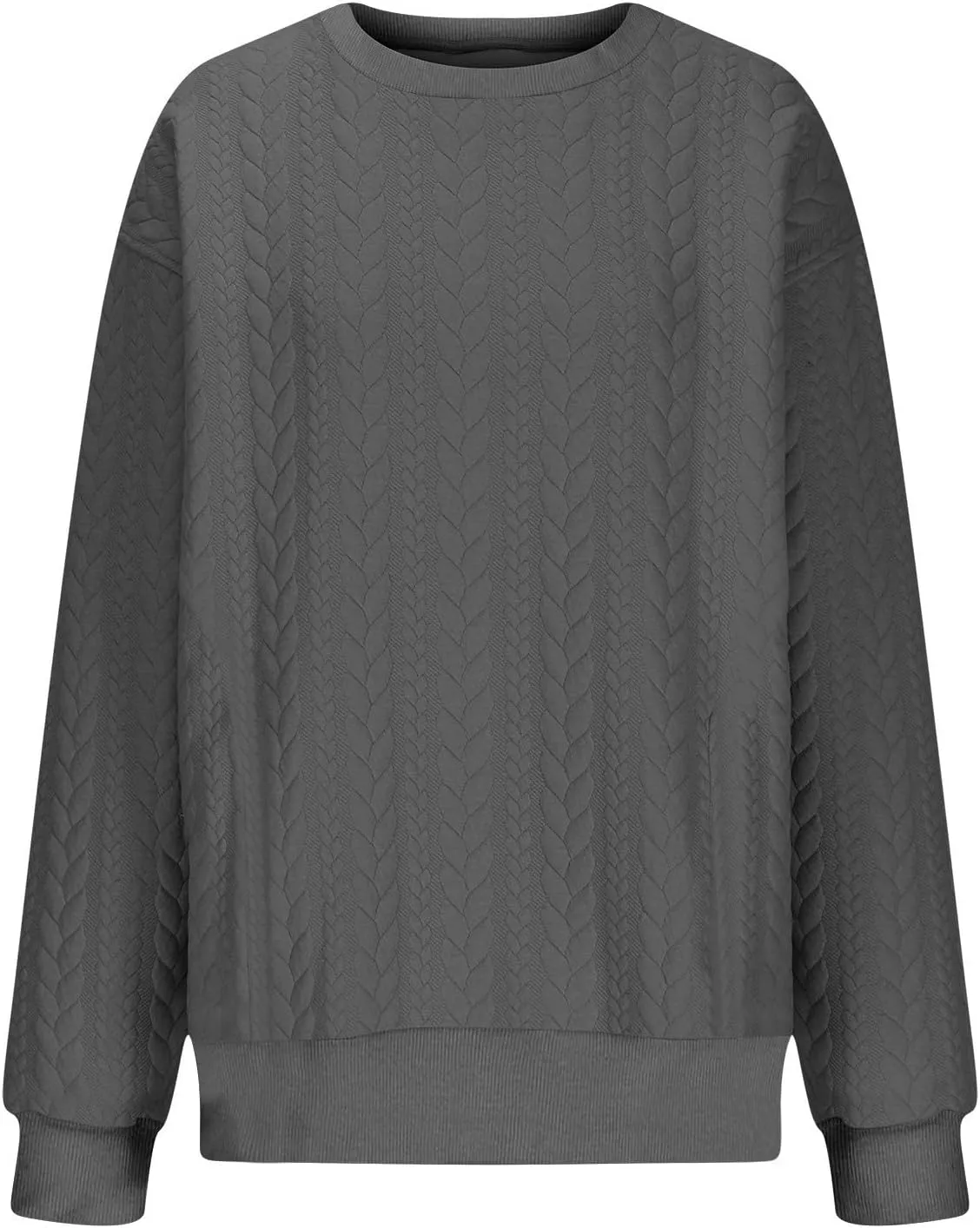 JOAU Oversized Sweatshirts for Women Casual Long Sleeve Round Neck Pullover Textured Tops 2024 Fall Winter Fashion Clothes