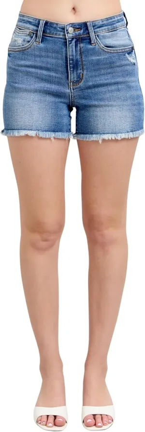 Judy Blue High Waist Vintage Wash Fray Hem Shorts