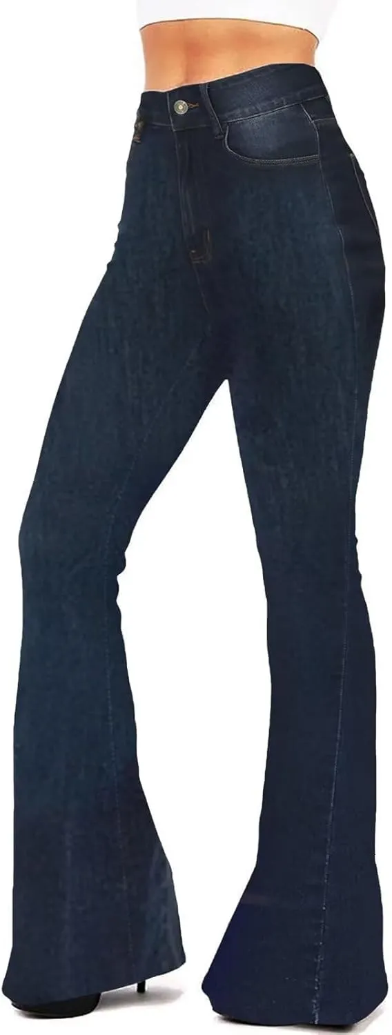 KDF Flare Jeans for Women Women's Bootcut Bell Bottom Jeans High Waisted Stretch Slimming Bell Bottoms Jeans