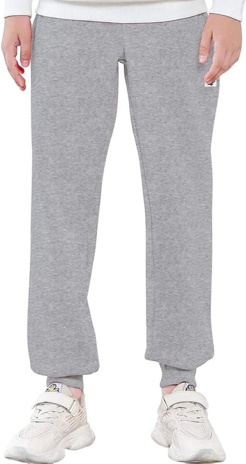 Kids Fleece Sweatpants Soft Brushed Joggers Pants Drawstring Casual Plain Sweatpants for Boys or Girls 3-12Y