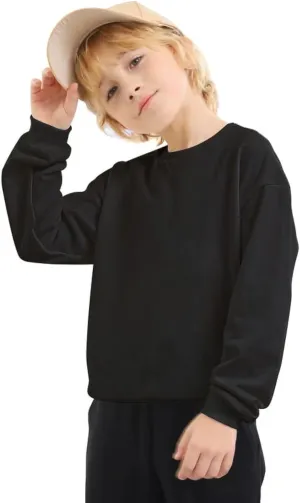 Kids Fleece Sweatshirts Soft Cotton Warm Crewneck Shirt Long Sleeve Pullover Sweatshirts for Boys or Girls