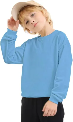 Kids Fleece Sweatshirts Soft Cotton Warm Crewneck Shirt Long Sleeve Pullover Sweatshirts for Boys or Girls