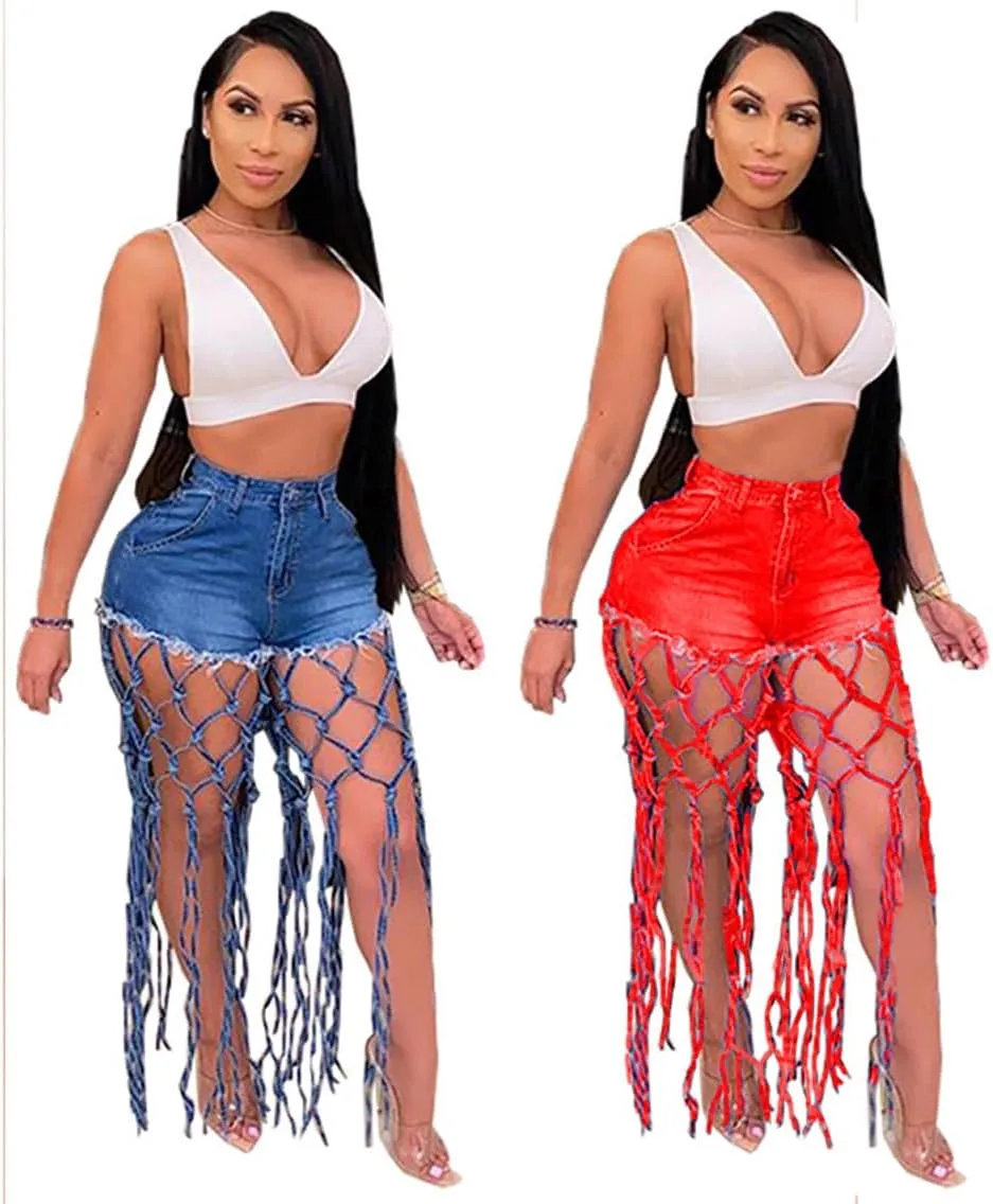 LAFOURAM Womens Jean Shorts Summer High Waisted Denim Trendy Fringe Sexy Hot Pants