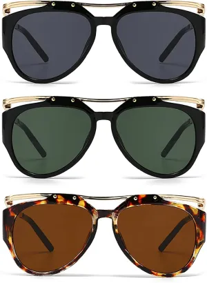 laureles 3Pack Mix Vintage Oversized Cat Eye Y2k Sunglasses Women Men Leopard Brown Sun Glasses Outdoor Travel