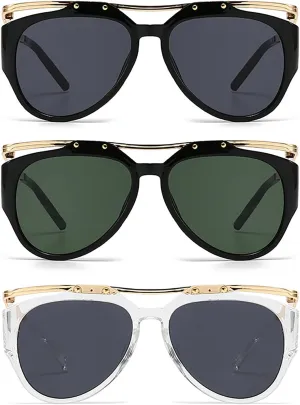 laureles 3Pack Mix Vintage Oversized Cat Eye Y2k Sunglasses Women Men Leopard Brown Sun Glasses Outdoor Travel