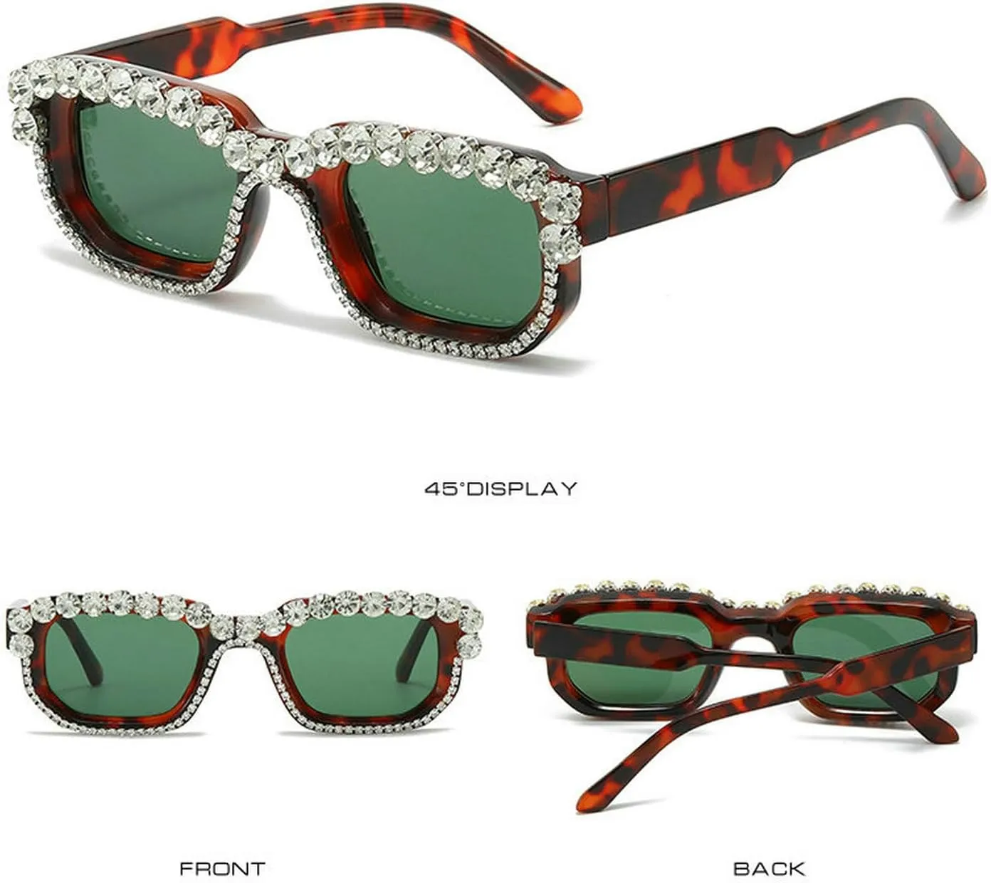 laureles Vintage Crystal Diamond Cat Eye Sunglasses Women Leopard Square Sun Glasses Men Bling Travel Outdoor L17