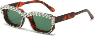laureles Vintage Crystal Diamond Cat Eye Sunglasses Women Leopard Square Sun Glasses Men Bling Travel Outdoor L17