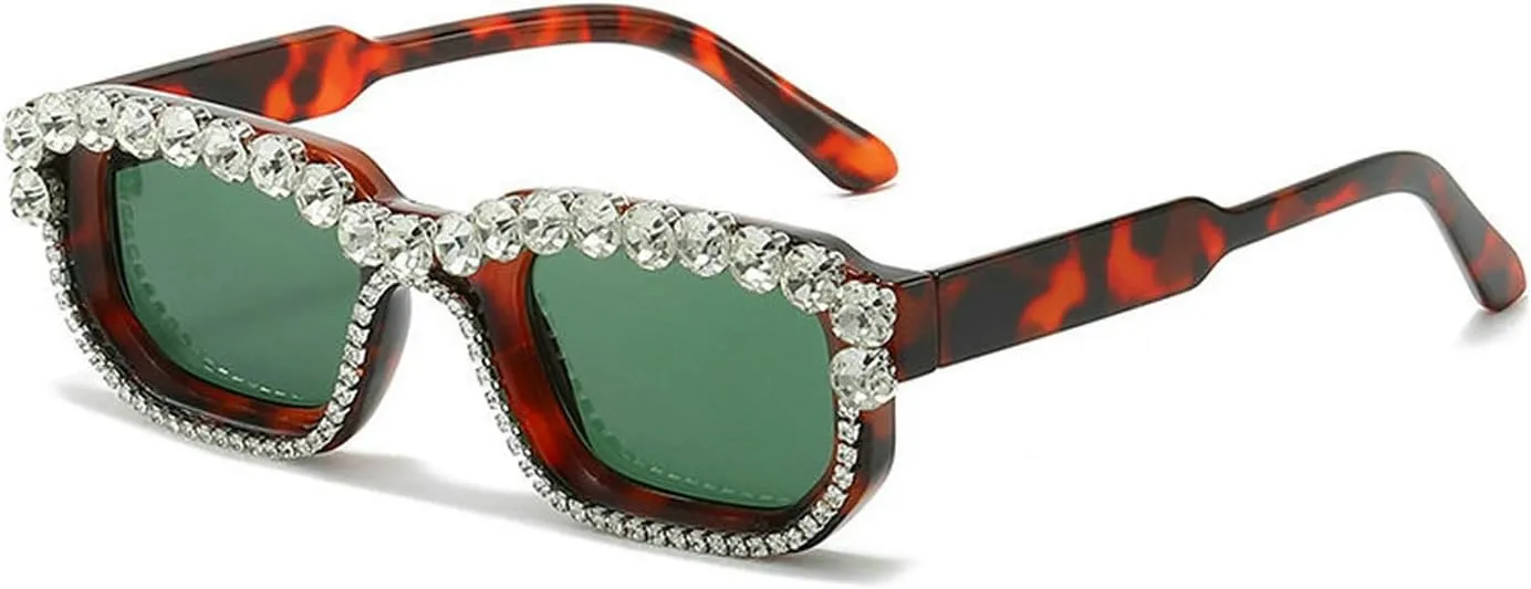 laureles Vintage Crystal Diamond Cat Eye Sunglasses Women Leopard Square Sun Glasses Men Bling Travel Outdoor L17