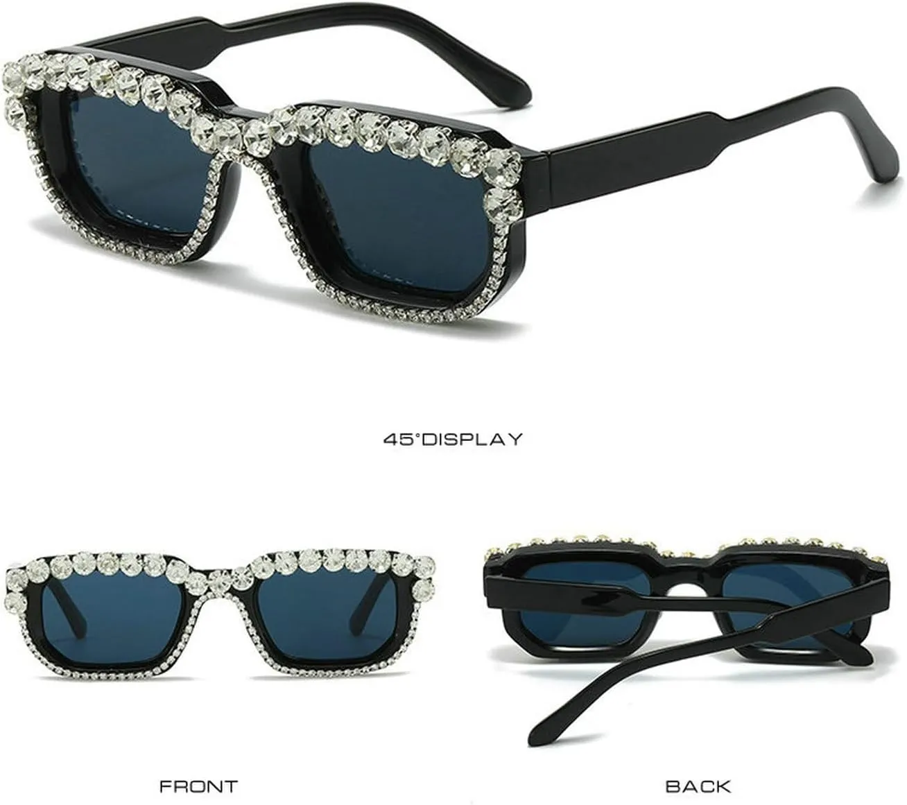 laureles Vintage Crystal Diamond Cat Eye Sunglasses Women Leopard Square Sun Glasses Men Bling Travel Outdoor L17