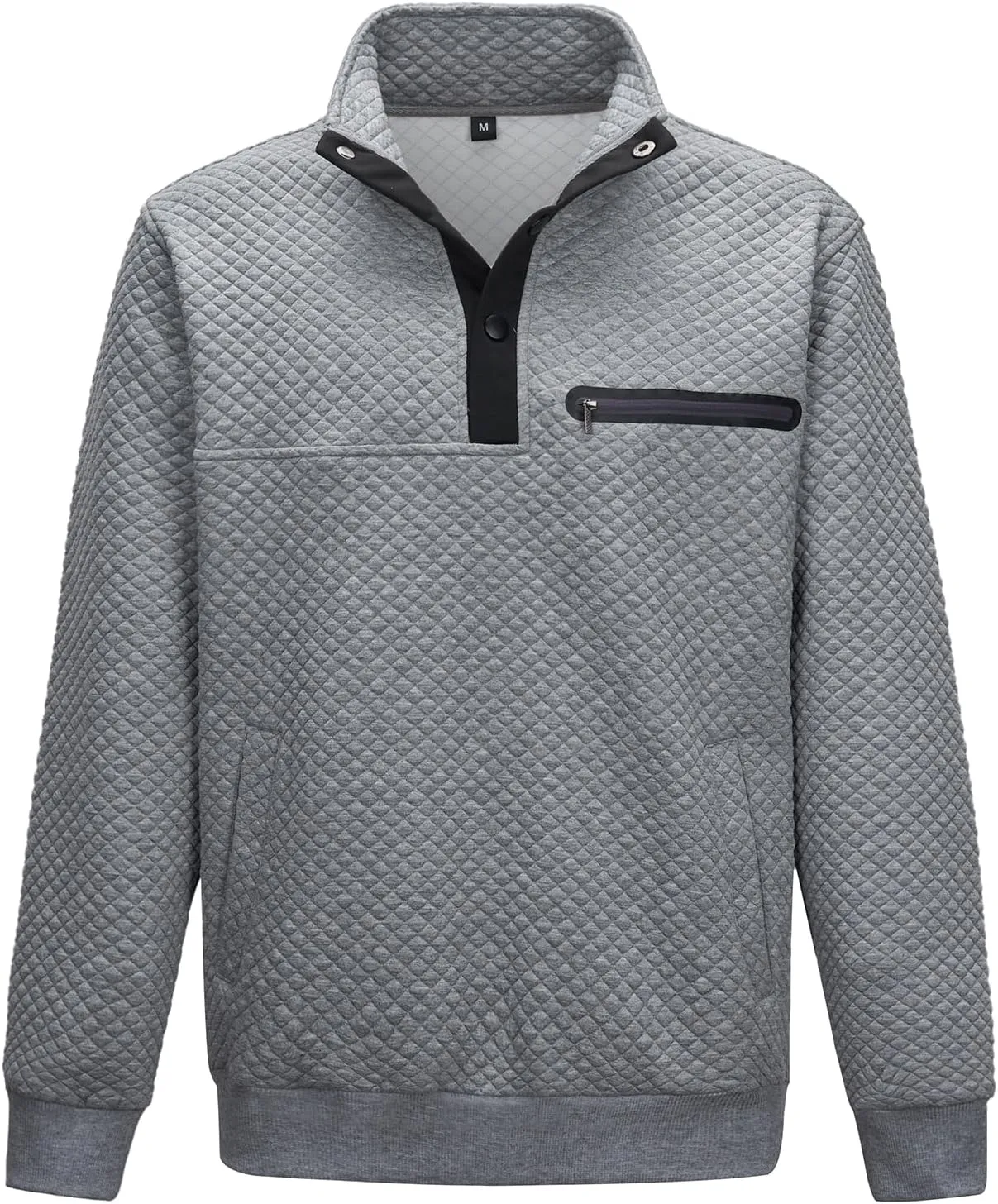 LBL Leading the Better Life Mens Sweatshirt Fashion Stand Collar Button Pullover Sweatshirts with Pockets