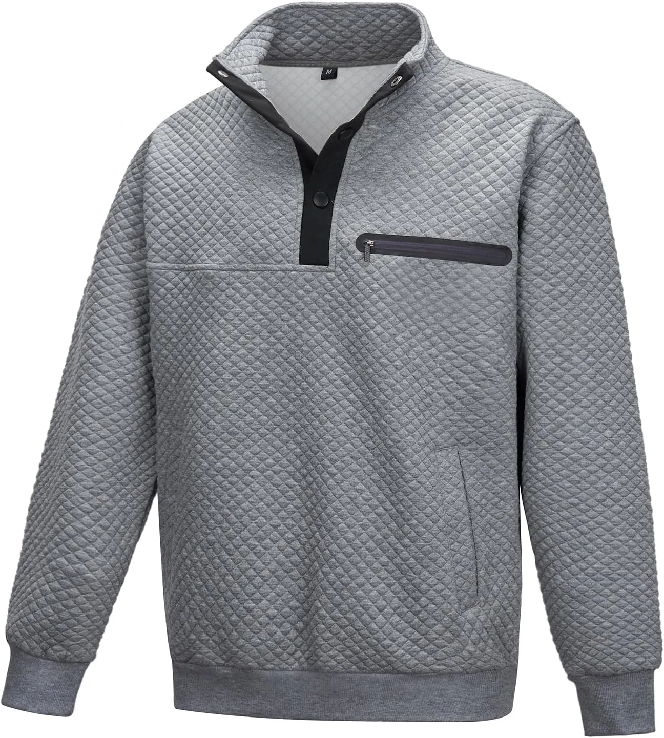 LBL Leading the Better Life Mens Sweatshirt Fashion Stand Collar Button Pullover Sweatshirts with Pockets