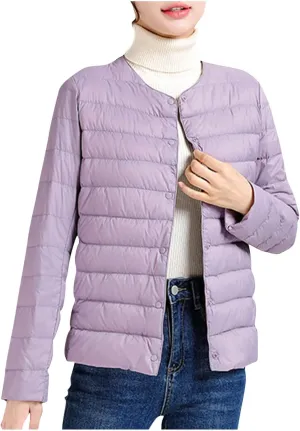Lightweight Puffer Jacket Women Button Down Jacket Packable Down Jacket Quilted Insulated Jacket Trendy Winter Coat