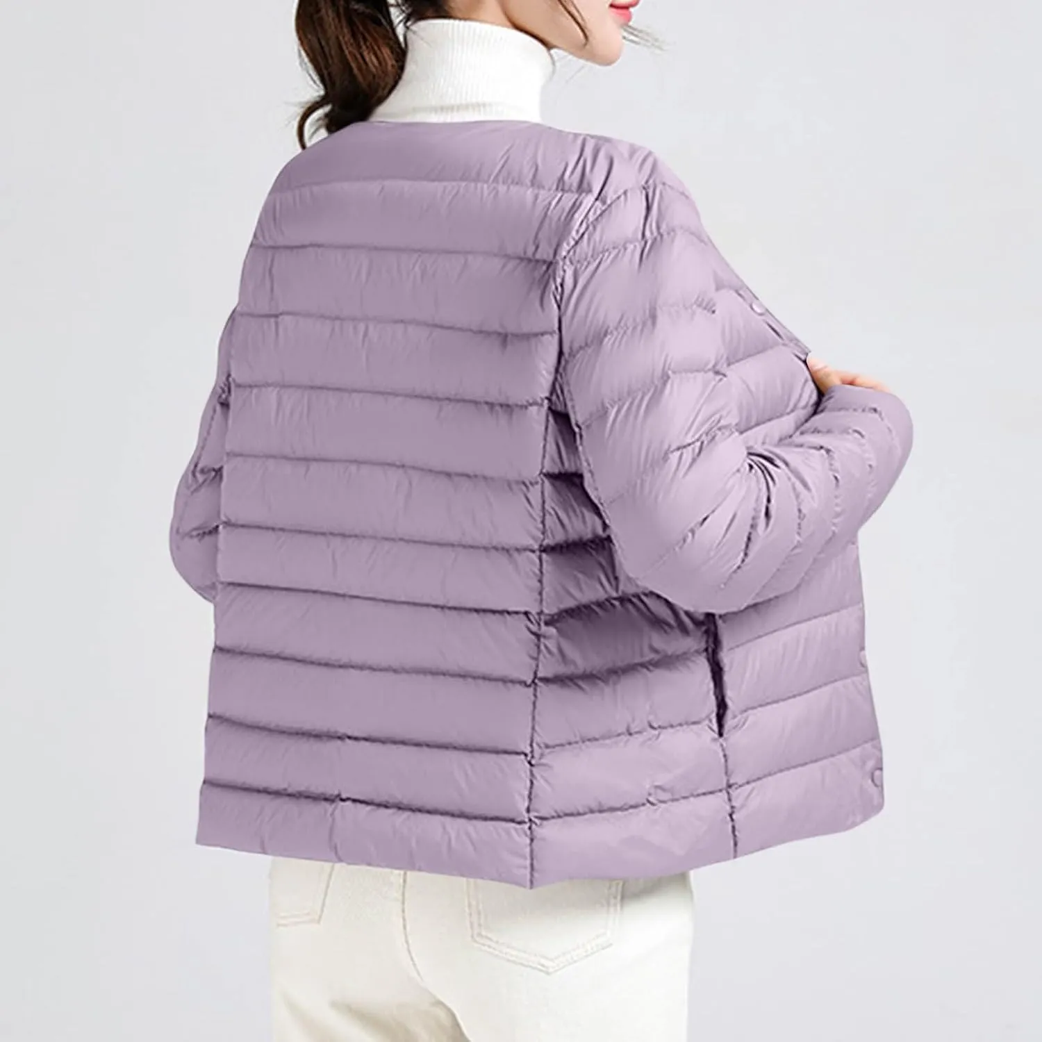 Lightweight Puffer Jacket Women Button Down Jacket Packable Down Jacket Quilted Insulated Jacket Trendy Winter Coat